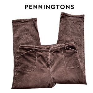 PENNINGTONS CORDUROY BROWN PANTS SIZE 22